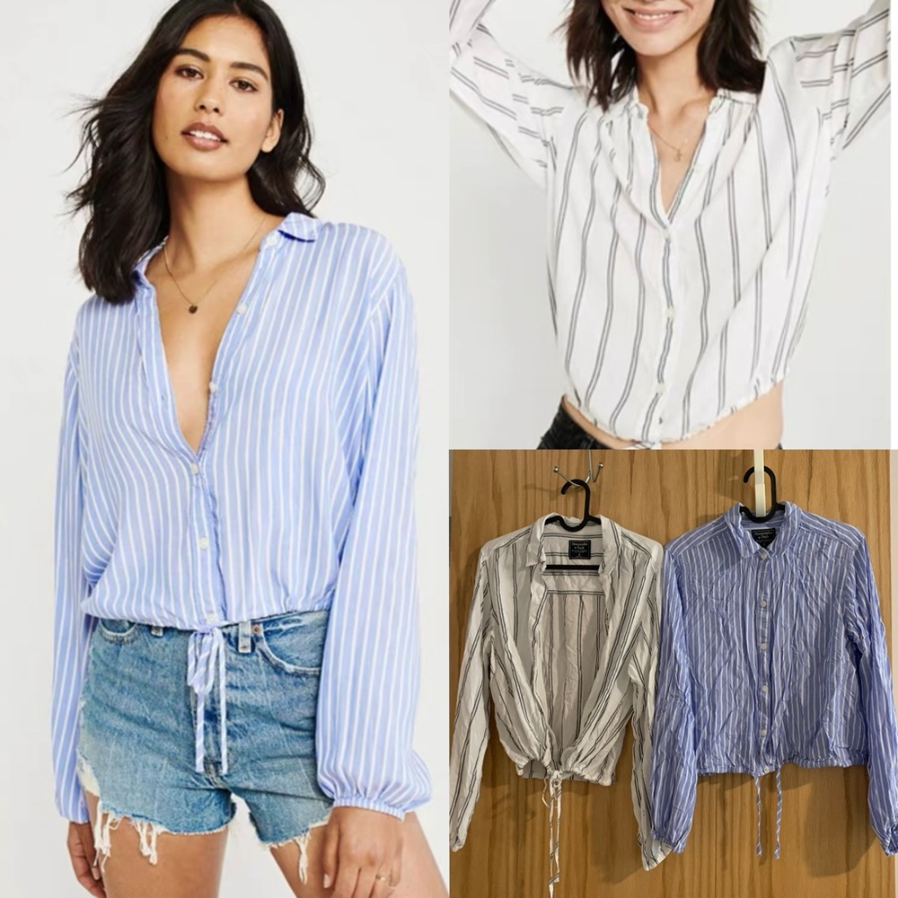 [Set of 2]Abercrombie & Fitch Strip 2-way Shirts